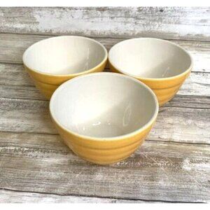 Crate & Barrel Ribbed Yellow Soup Cereal Bowls Set of 3